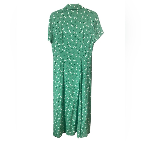 Reformation Sheila Midi Dress Green Floral Print Button Front Size 10 - Picture 4 of 6